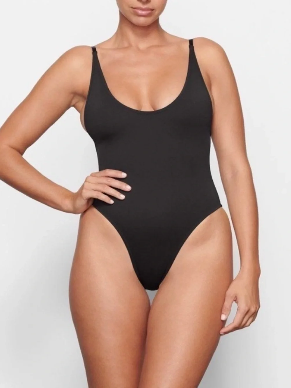 Skims Recycled One-Piece Swimsuit - Classic Scoop Neck in Onyx